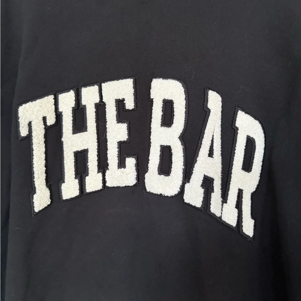 The Bar Black Oversized Crewneck Sweatshirt Chenille Varsity Logo XXXL Rare Size - Picture 2 of 5